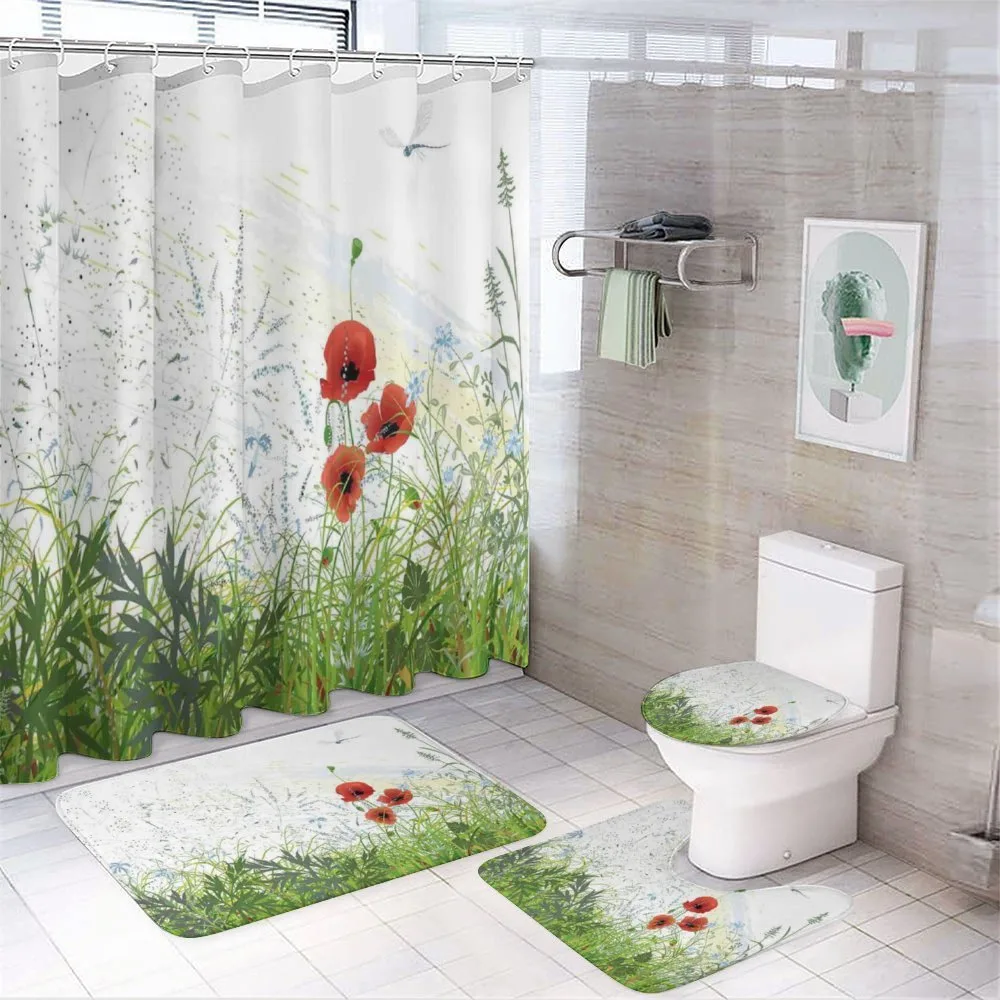 Red Poppies Dragonfly — 4-Piece Bathroom Set preview