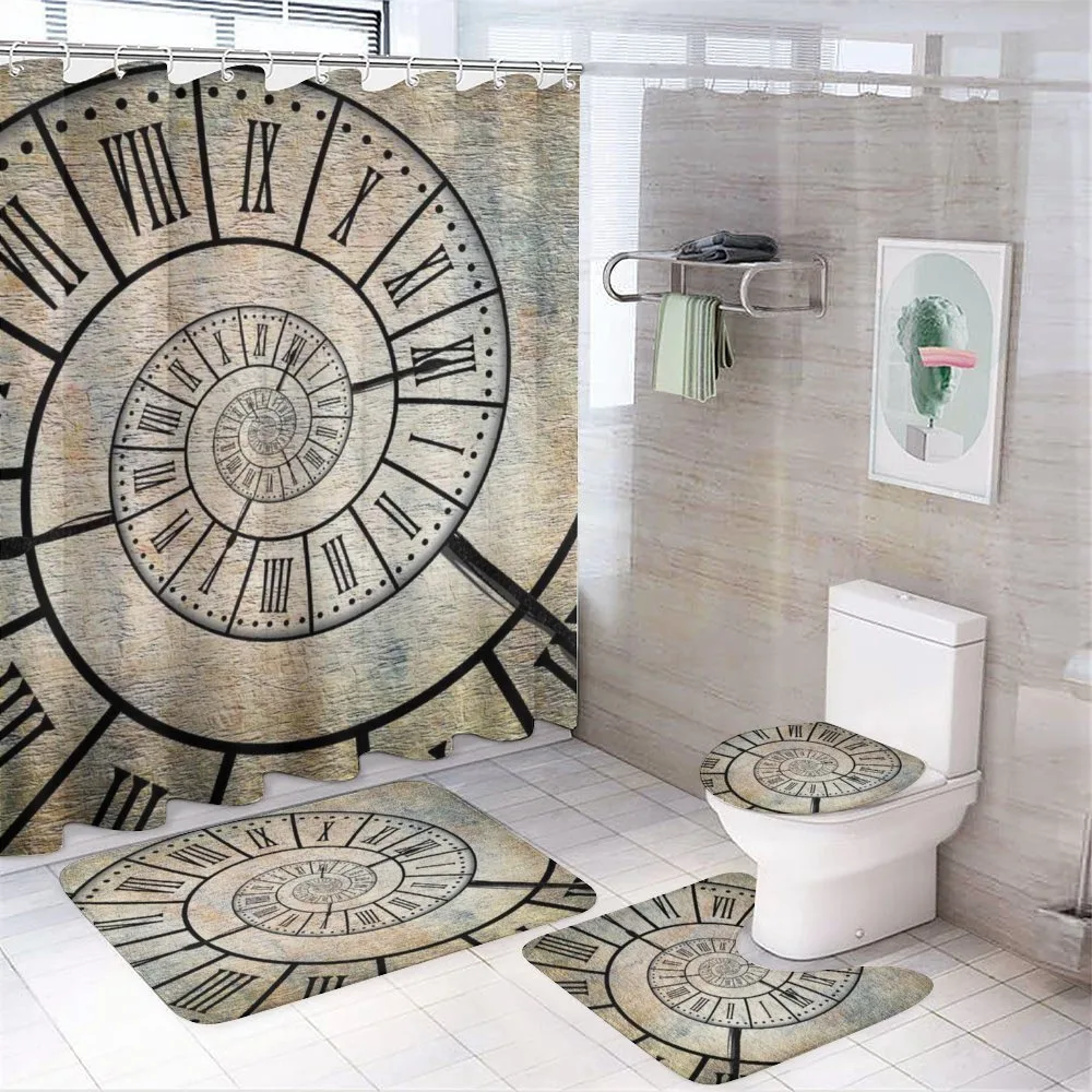 Roman Digit Time Spiral — 4-Piece Bathroom Set preview