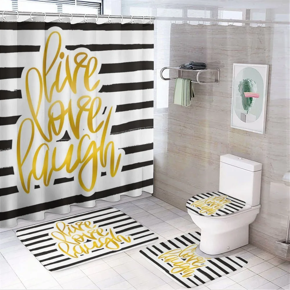 Stripes Text — 4-Piece Bathroom Set preview