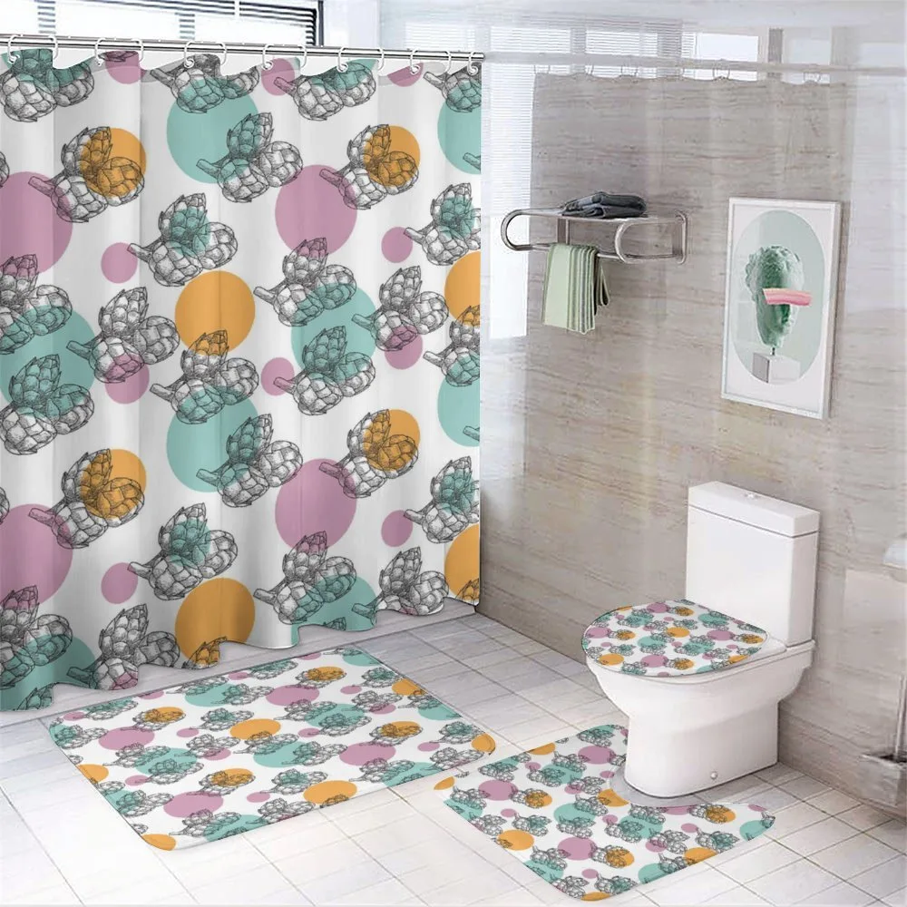 Black White Vegetable — 4-Piece Bathroom Set preview