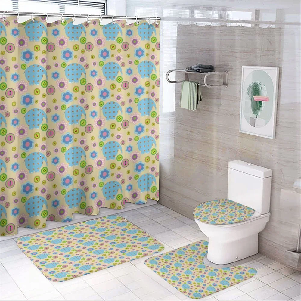 Elephant and Flowers — 4-Piece Bathroom Set preview