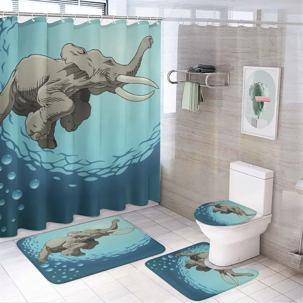 Elephant in Tropic Ocean — 4-Piece Bathroom Set preview