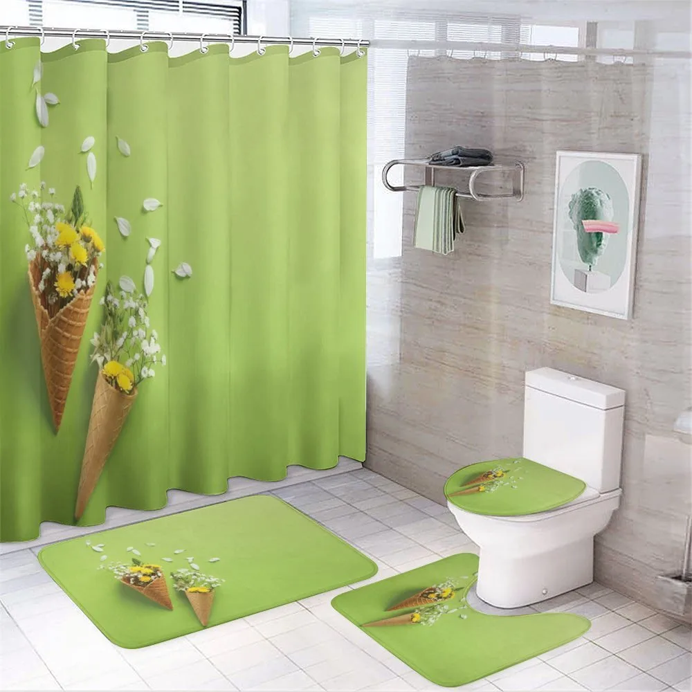 Flowers in Cones — 4-Piece Bathroom Set preview