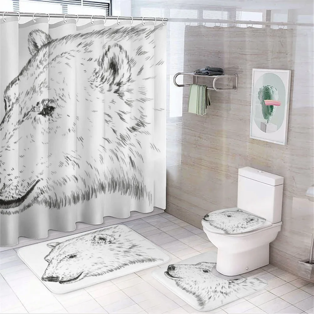 Polar Bear Face Sketchy — 4-Piece Bathroom Set preview