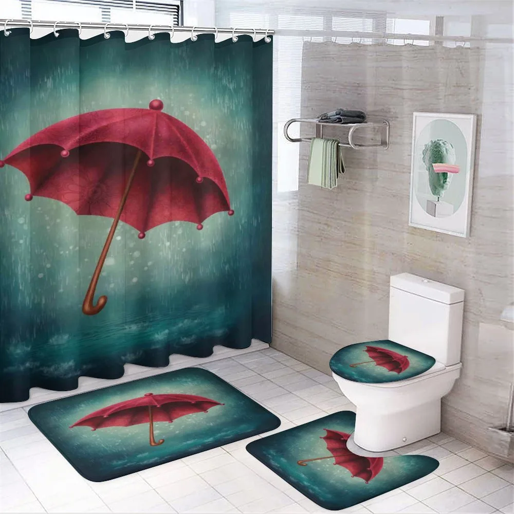 Retro Autumn Umbrella — 4-Piece Bathroom Set preview
