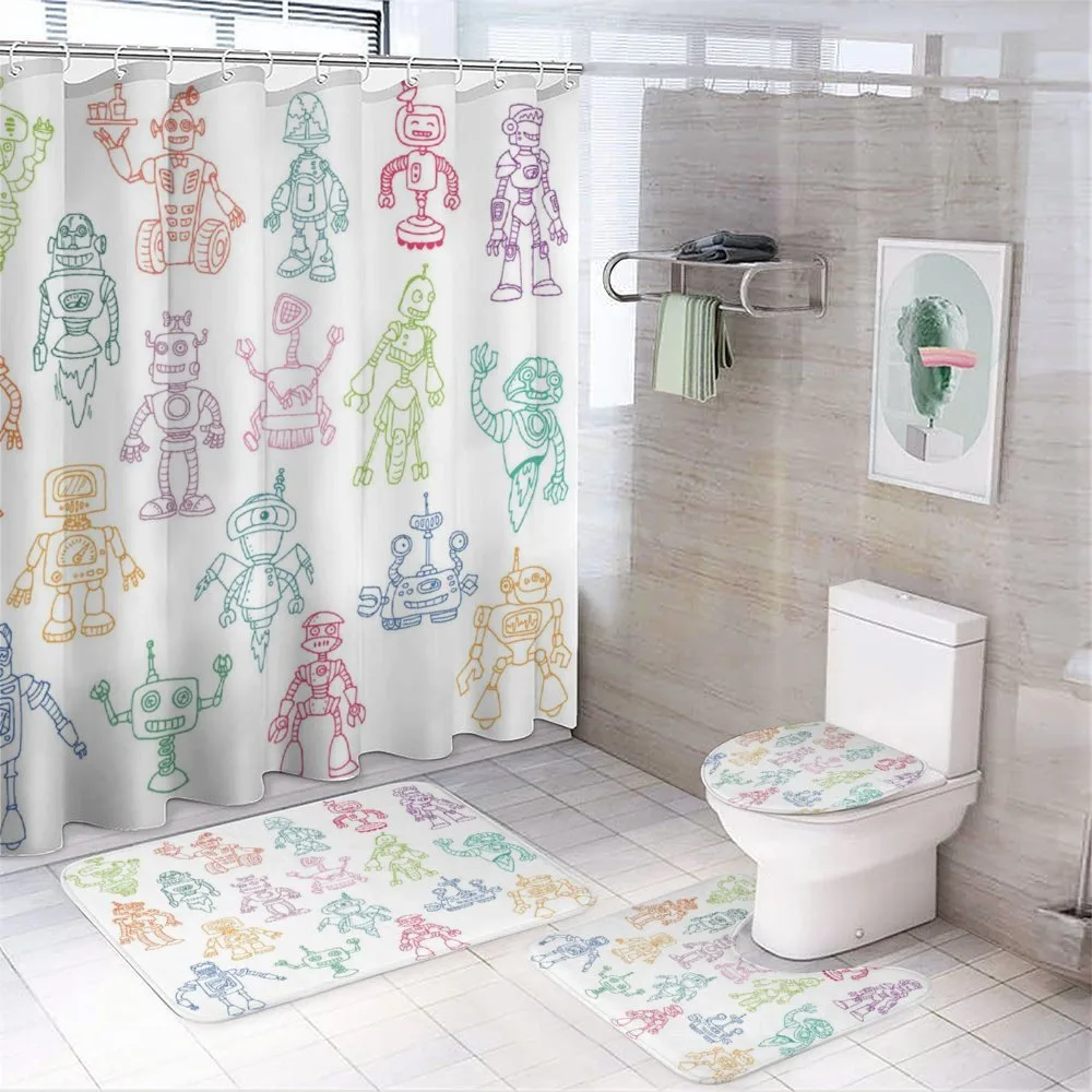 Robots Performing Tasks — 4-Piece Bathroom Set preview