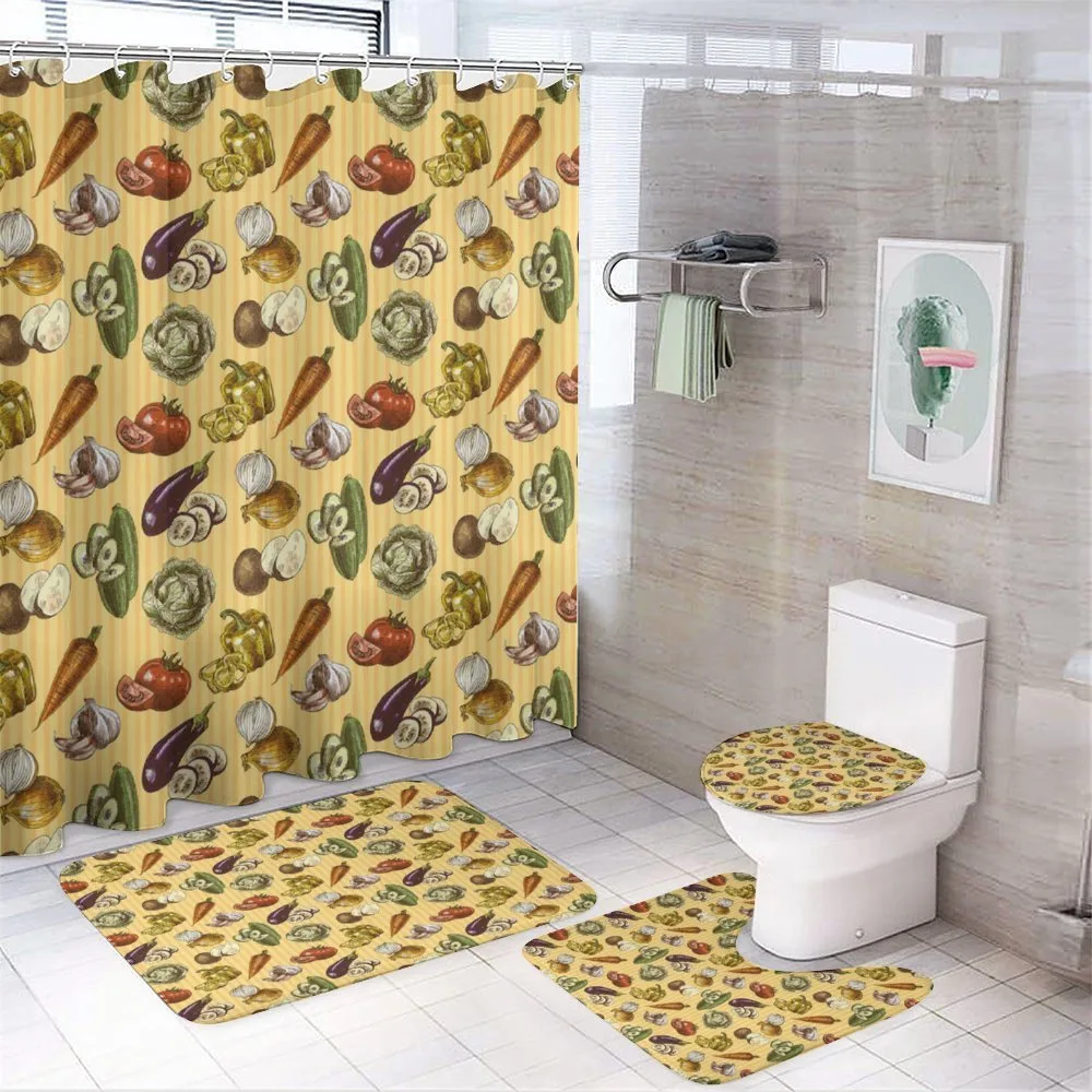 Sketchy Vegetables — 4-Piece Bathroom Set preview