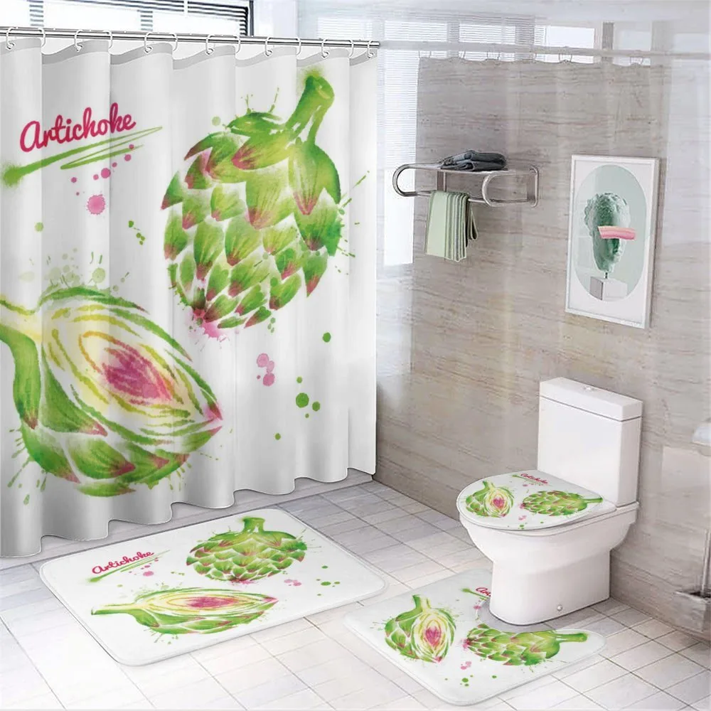 Watercolor Super Food — 4-Piece Bathroom Set preview