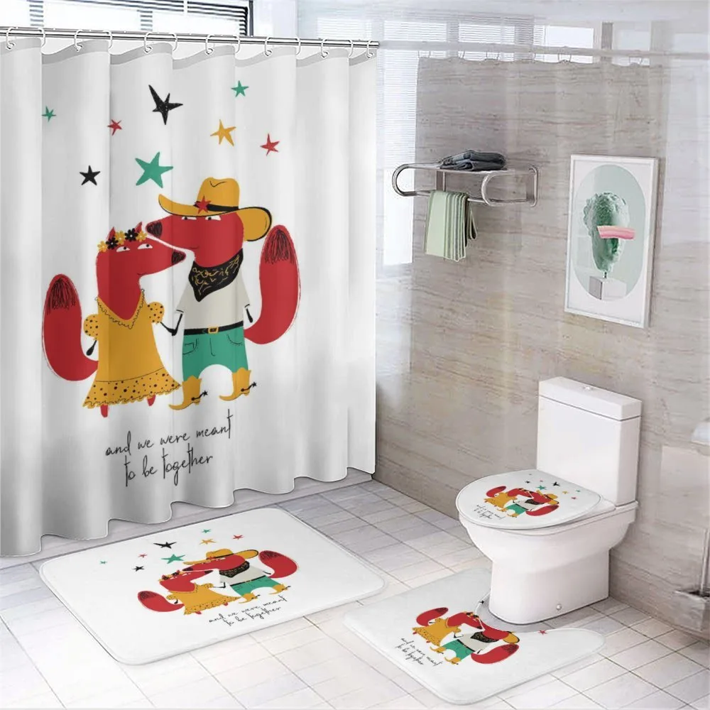 Animal Couple Romantic Words — 4-Piece Bathroom Set preview