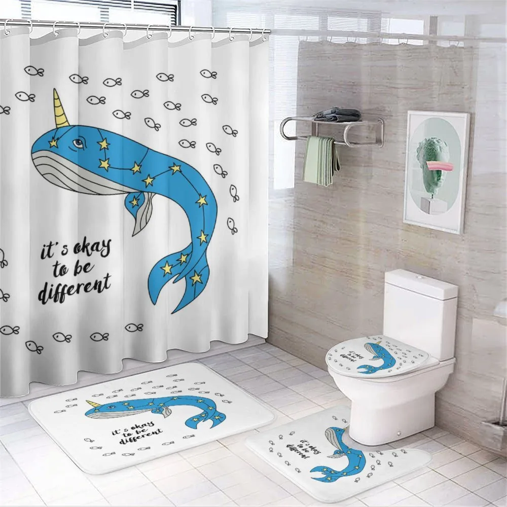 Blue Cartoon Whale — 4-Piece Bathroom Set preview