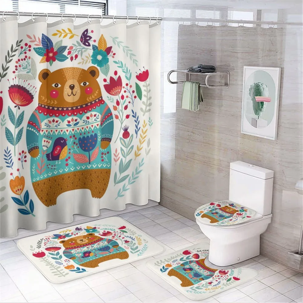 Cartoon Flowers 4-Piece Bathroom Set product video