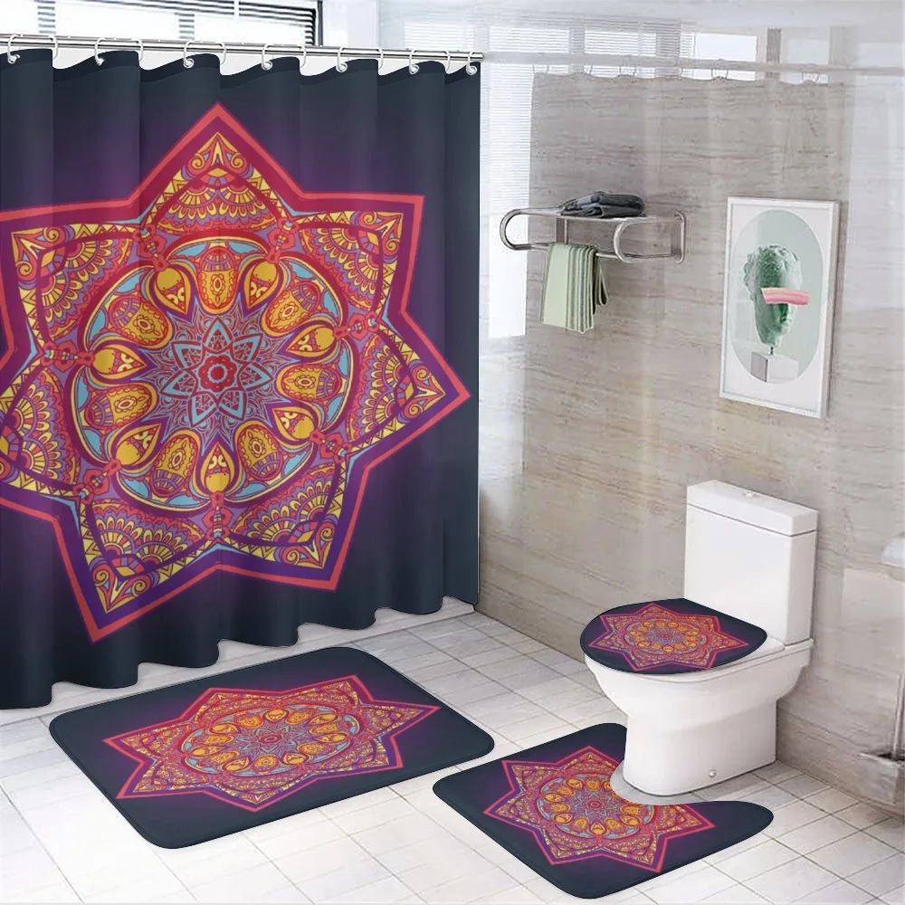 Geometric Tibetan Mandala — 4-Piece Bathroom Set preview