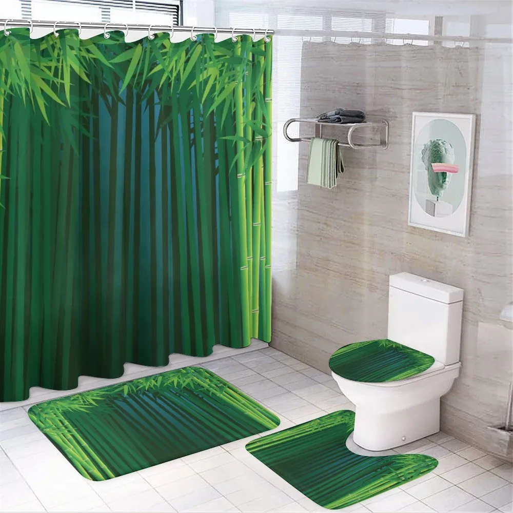 Green Leafy Branches — 4-Piece Bathroom Set preview