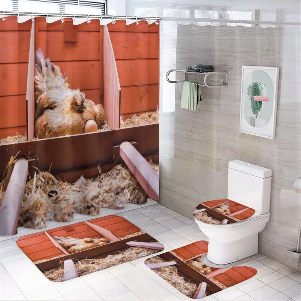 Hen in Cage with Eggs — 4-Piece Bathroom Set preview
