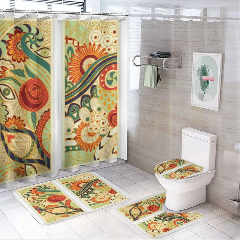 Mosaic Floral Composition Art — 4-Piece Bathroom Set preview