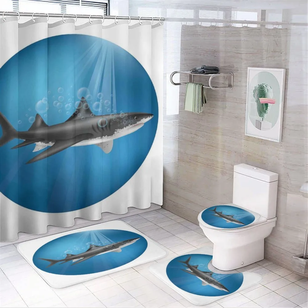 Shark Underwater Hunter — 4-Piece Bathroom Set preview
