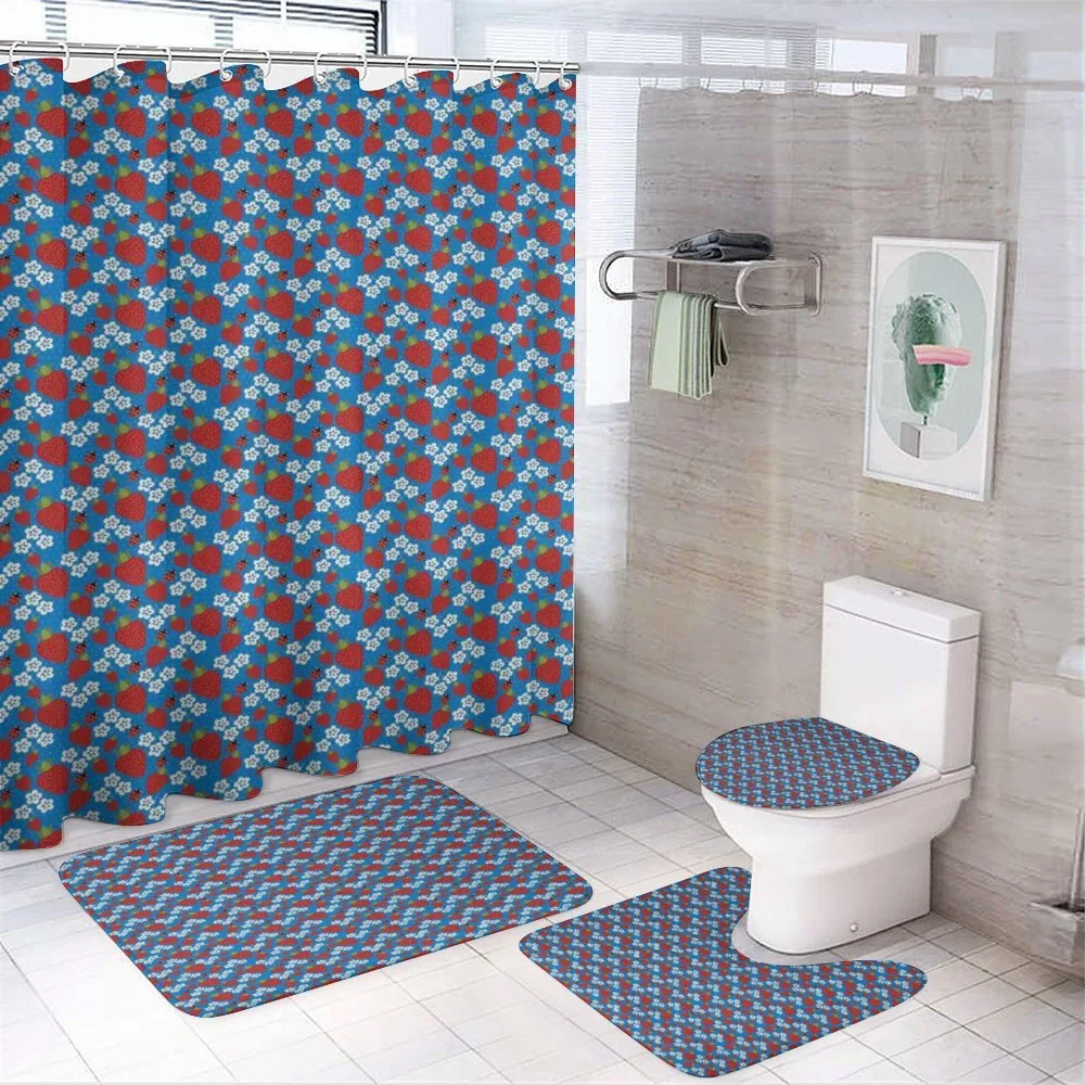 Strawberry and Flowers — 4-Piece Bathroom Set preview
