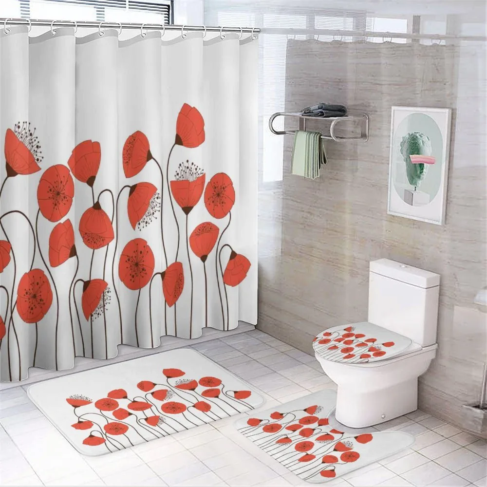 Summer Poppy Flowers — 4-Piece Bathroom Set preview