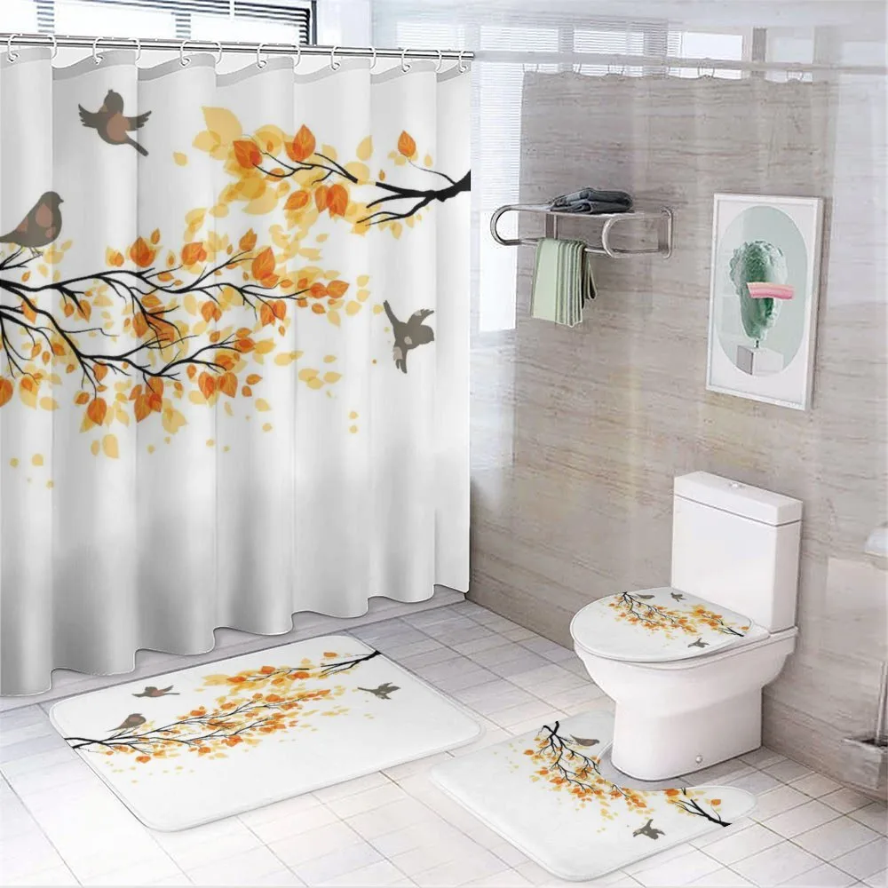 Flying Birds and Leaves — 4-Piece Bathroom Set preview