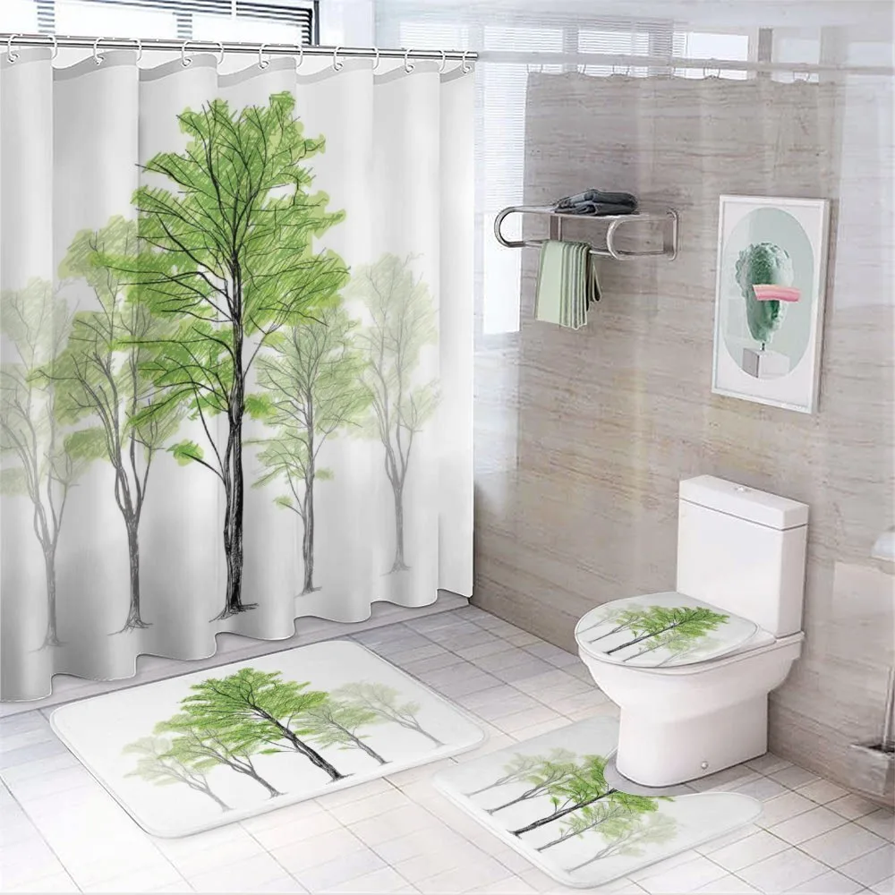 Hand Drawn Nature Motif — 4-Piece Bathroom Set preview