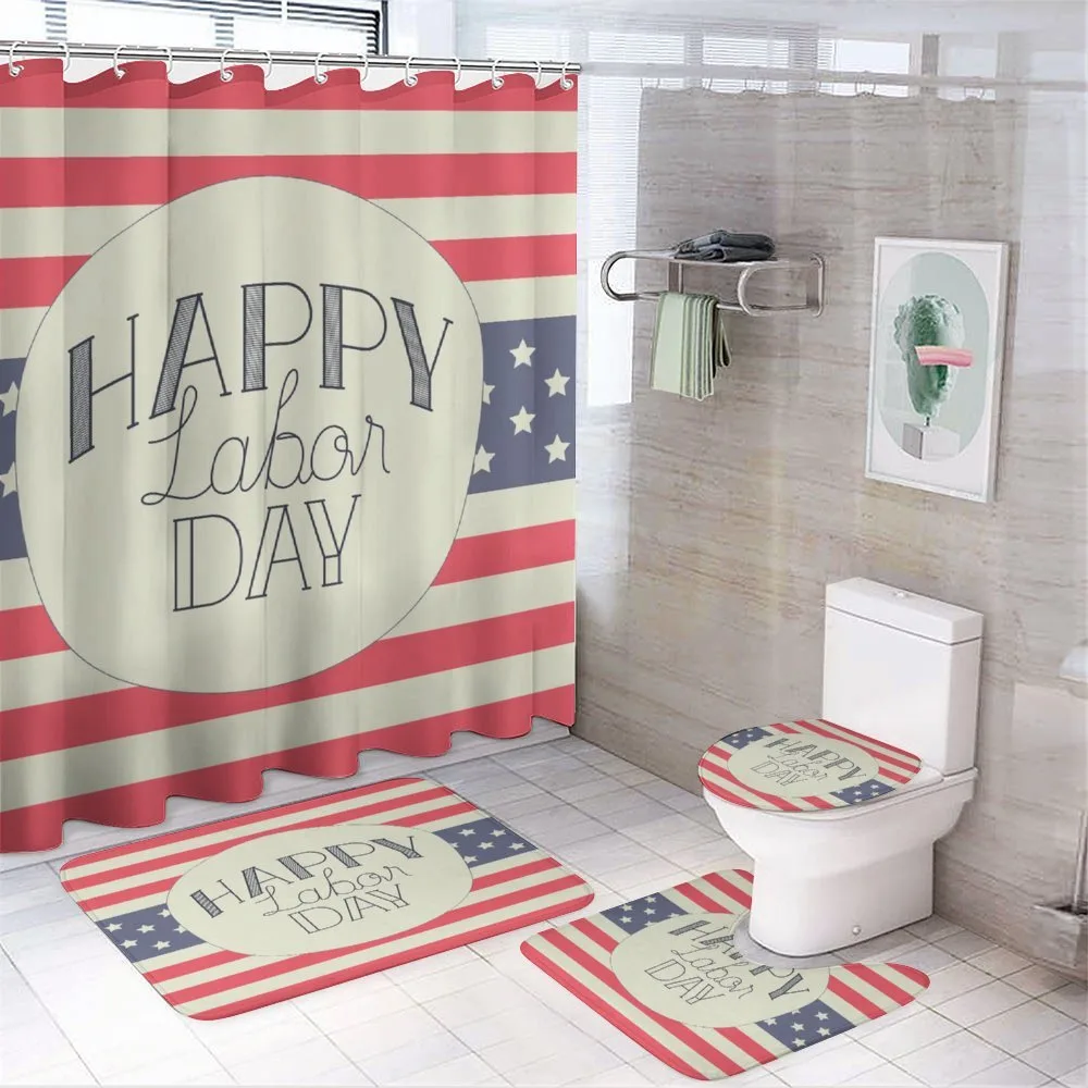Pastel Tone Emblem Style — 4-Piece Bathroom Set preview