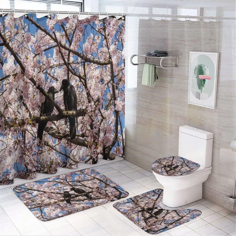 Birds on Sakura Tree — 4-Piece Bathroom Set preview