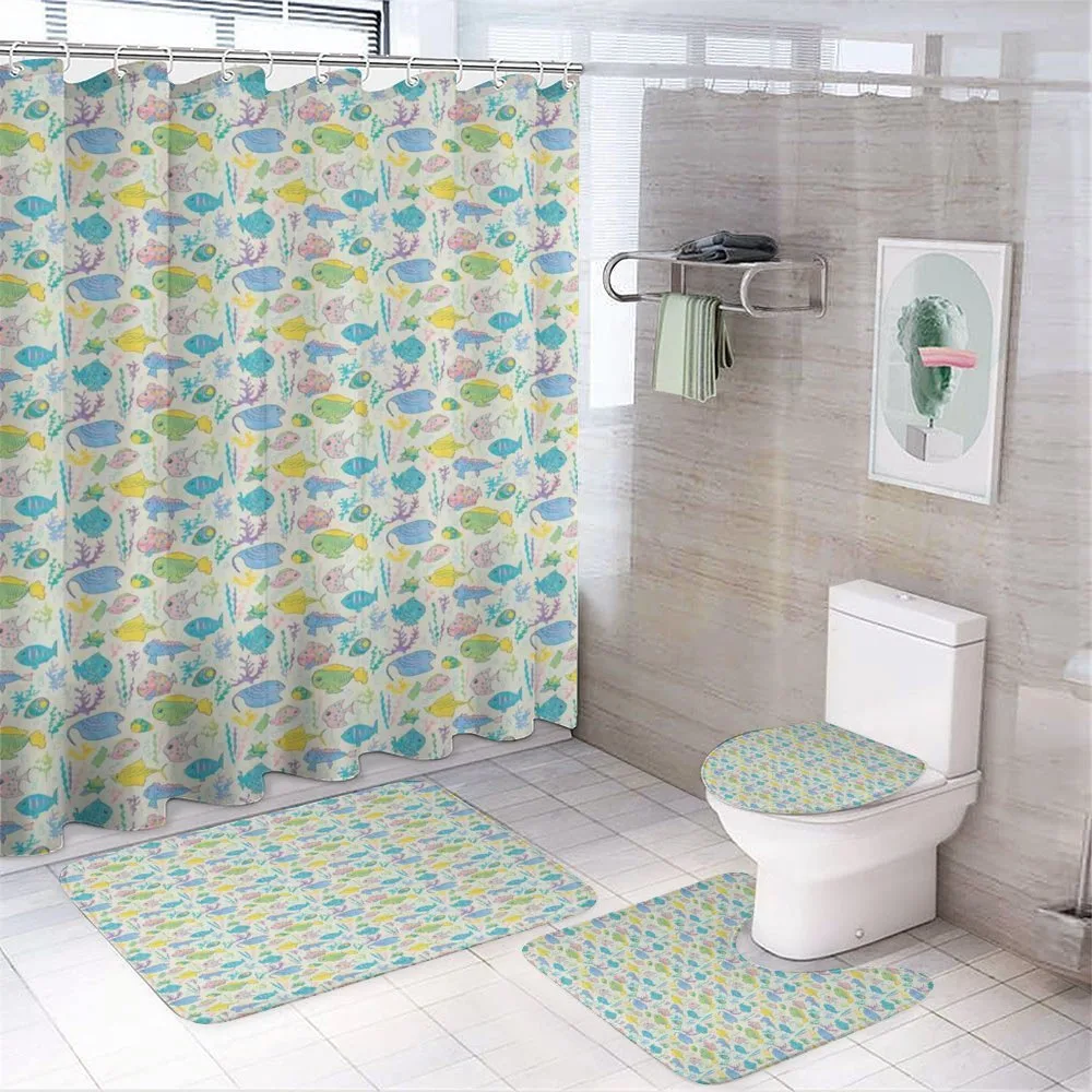 Colorful Aquatic Fauna — 4-Piece Bathroom Set preview