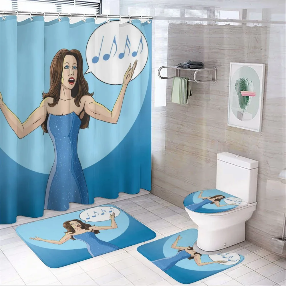 Comic Book Art Singing Woman — 4-Piece Bathroom Set preview