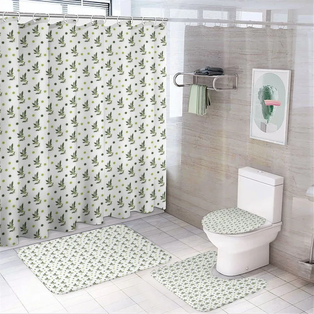 Hexagons and Leafy Branches — 4-Piece Bathroom Set preview