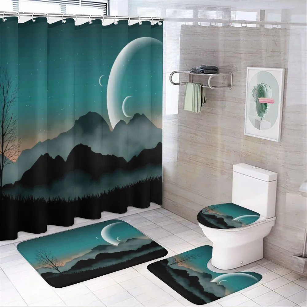 Night Sky on Mountain — 4-Piece Bathroom Set preview