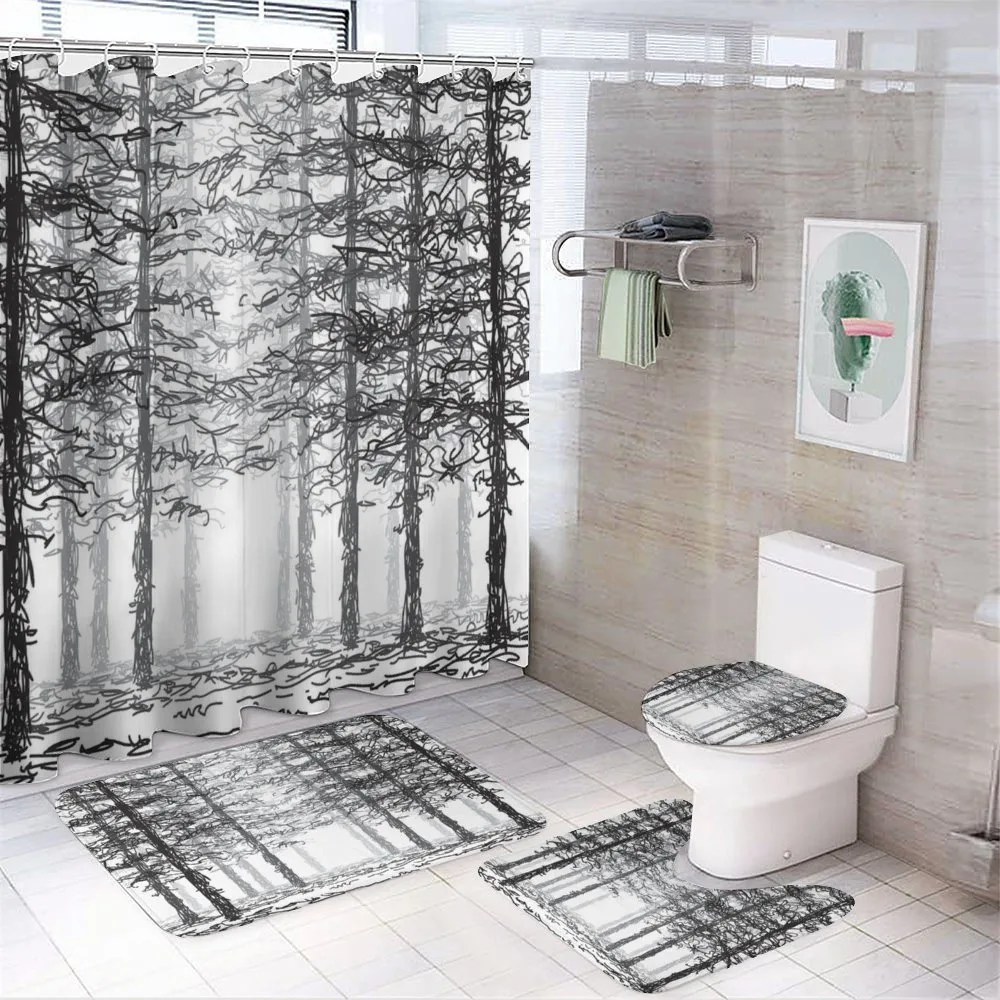 Sketch Style Line Art — 4-Piece Bathroom Set preview