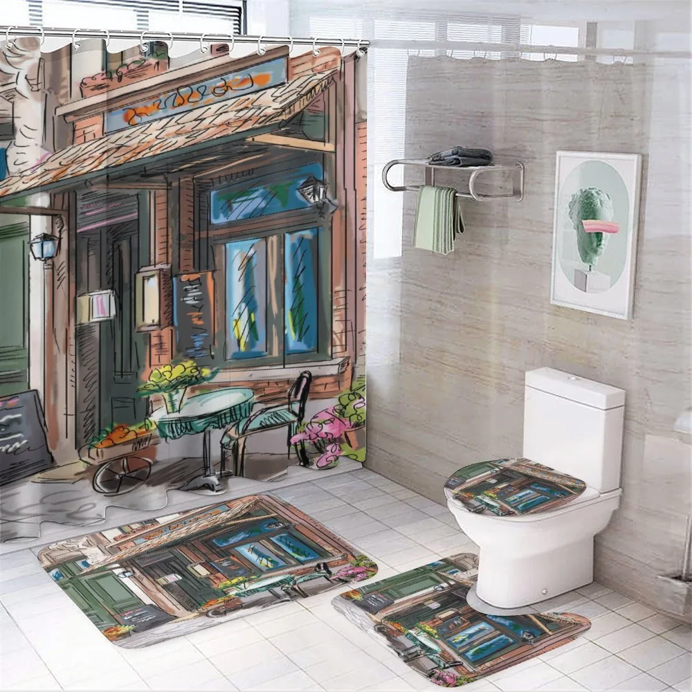 Street Paris Cafe Eating — 4-Piece Bathroom Set preview