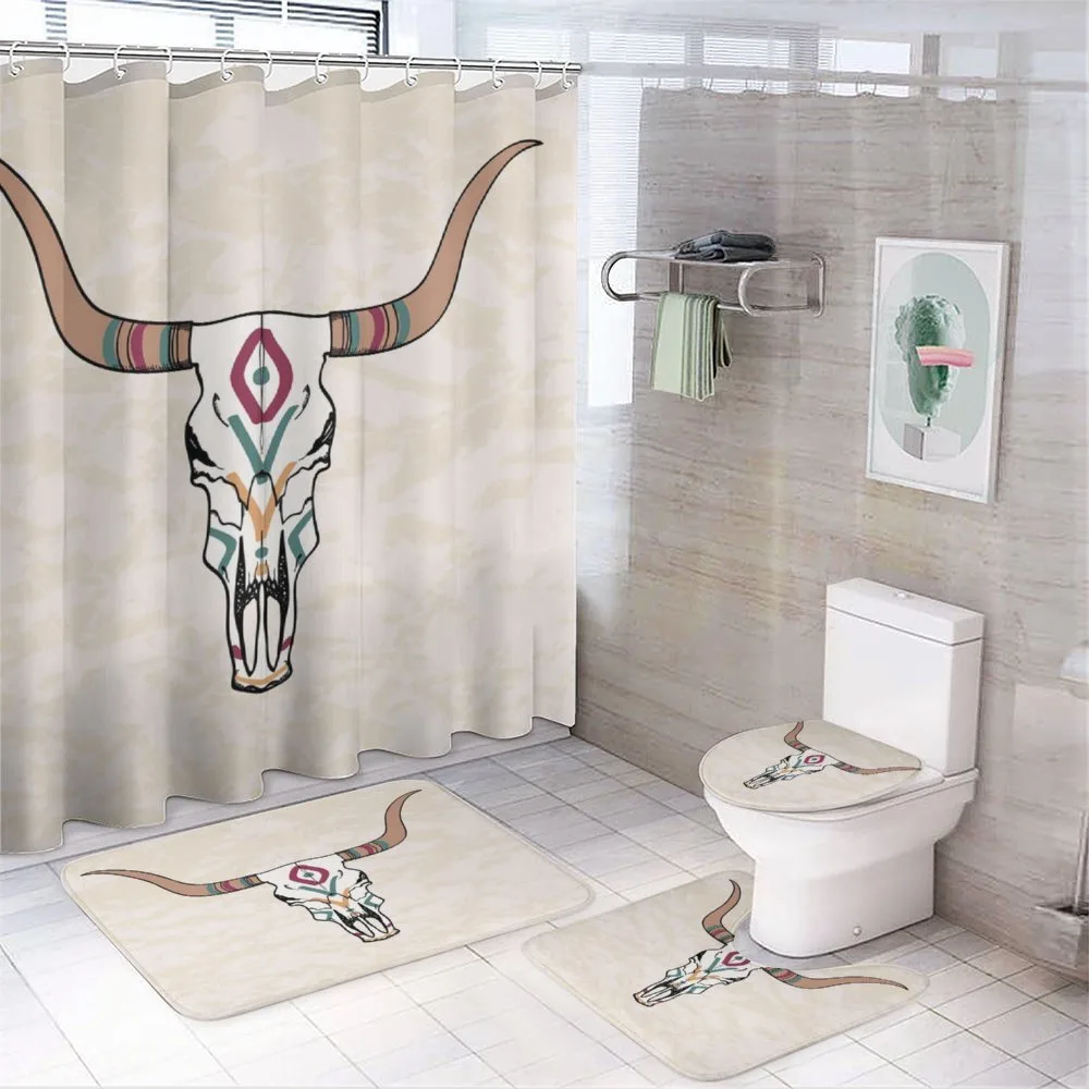 Tribal Bull Skull Folkloric — 4-Piece Bathroom Set preview