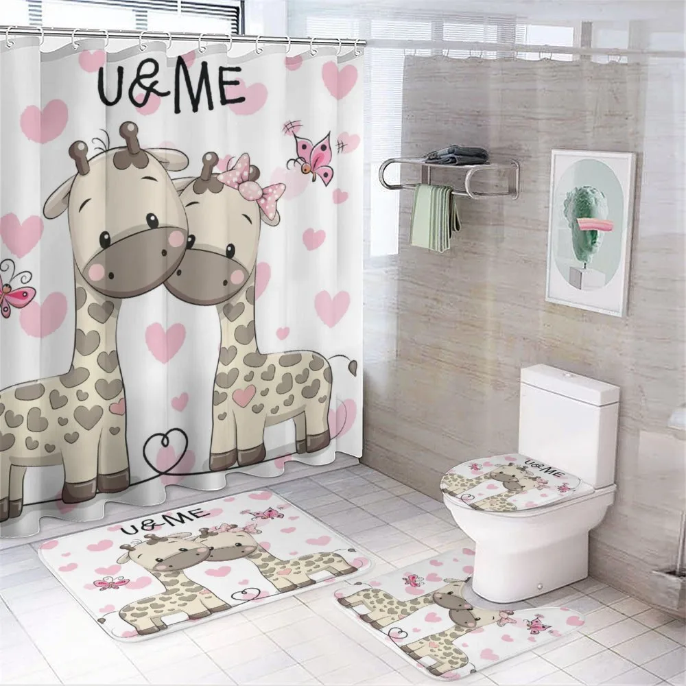 Baby Giraffes and Hearts — 4-Piece Bathroom Set preview