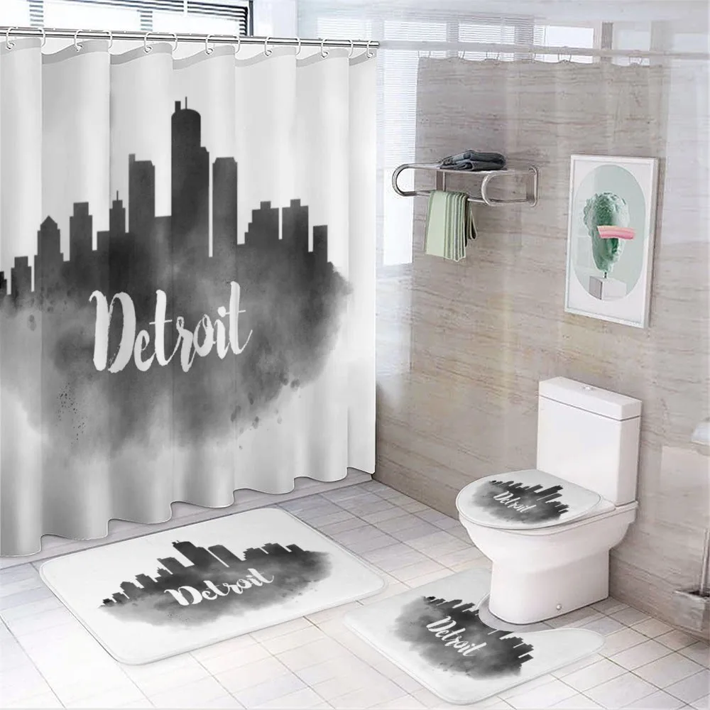 Black Smoky Cityscape — 4-Piece Bathroom Set preview