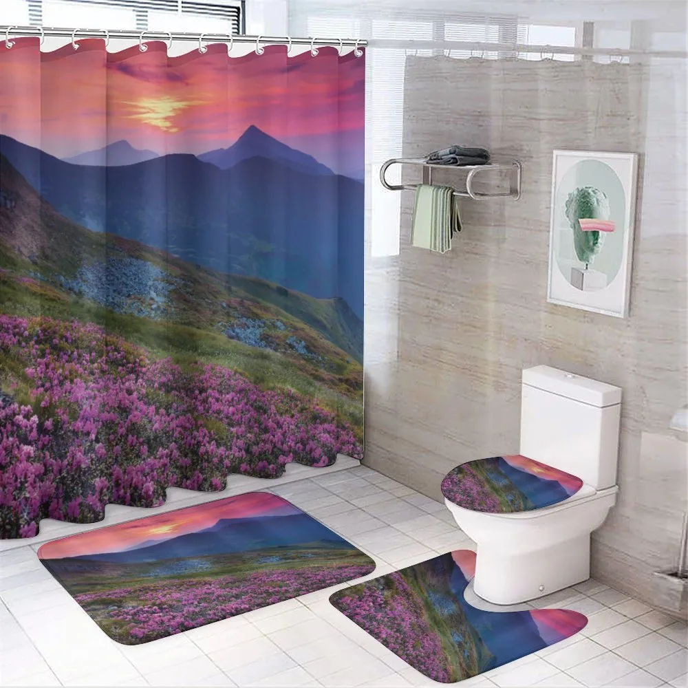 Floral Mountains Dusk — 4-Piece Bathroom Set preview