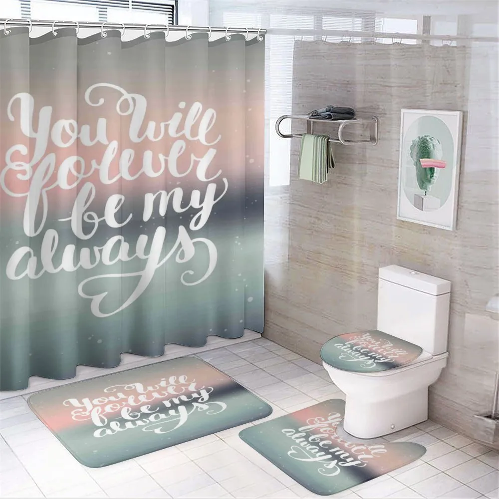 Pastel Tones Romantic Words — 4-Piece Bathroom Set preview