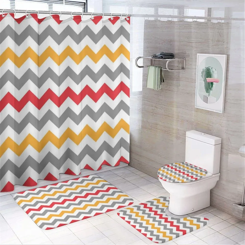 Abstract Retro Chevron — 4-Piece Bathroom Set preview