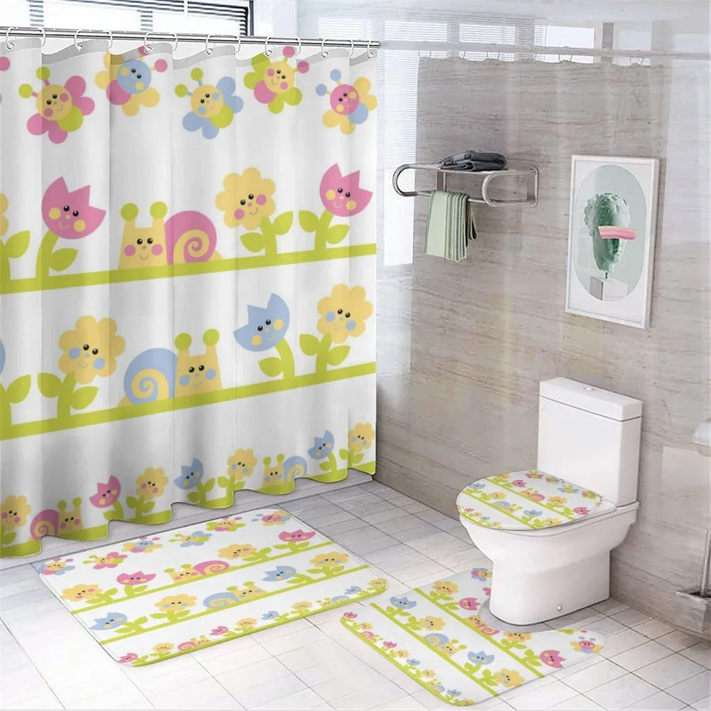 Colorful Cartoon Garden — 4-Piece Bathroom Set preview