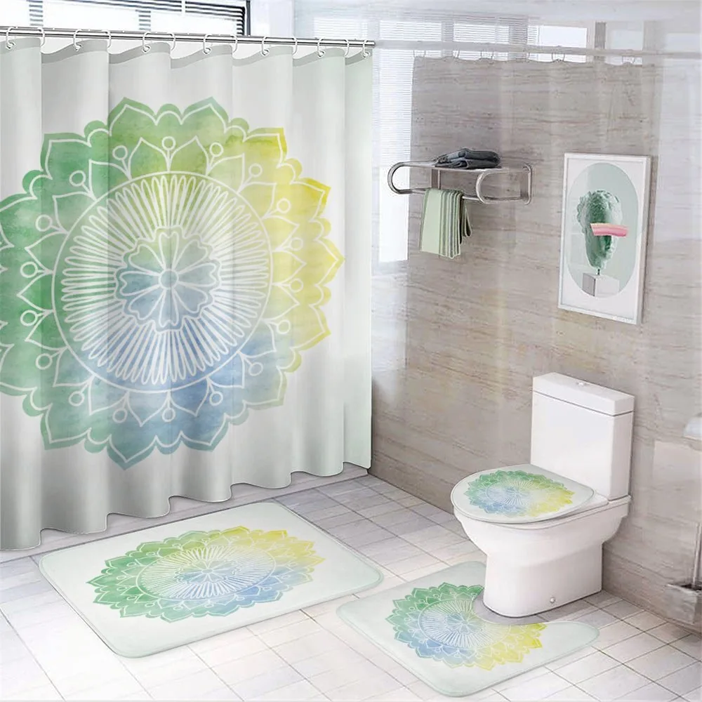 Doodle Watercolor Flora — 4-Piece Bathroom Set preview