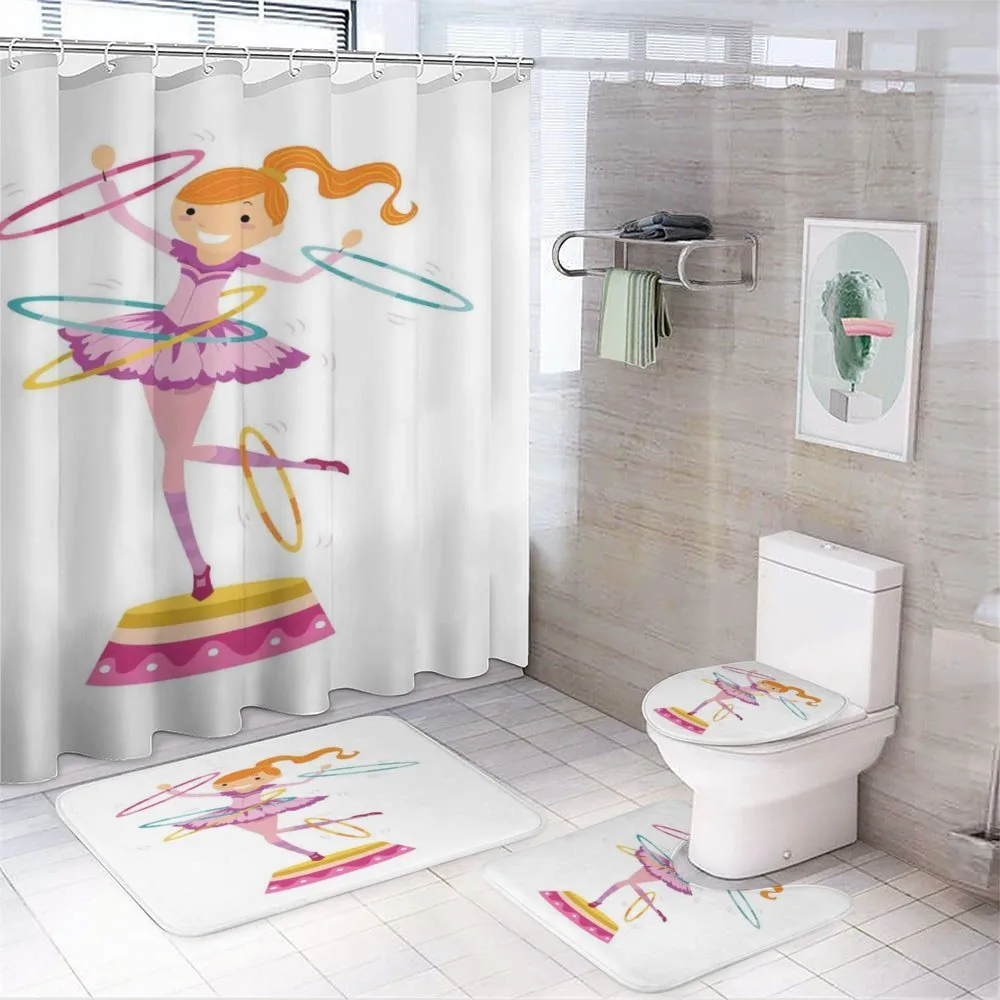 Girl Twirling Hoops — 4-Piece Bathroom Set preview