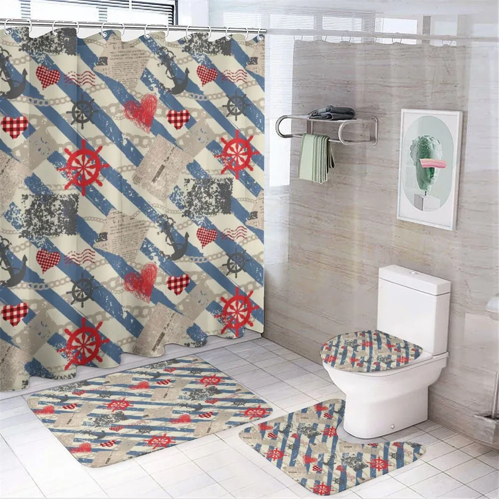 Grunge Wheel Heart — 4-Piece Bathroom Set preview