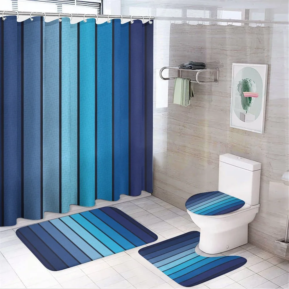 Plaques in Blue Borders — 4-Piece Bathroom Set preview