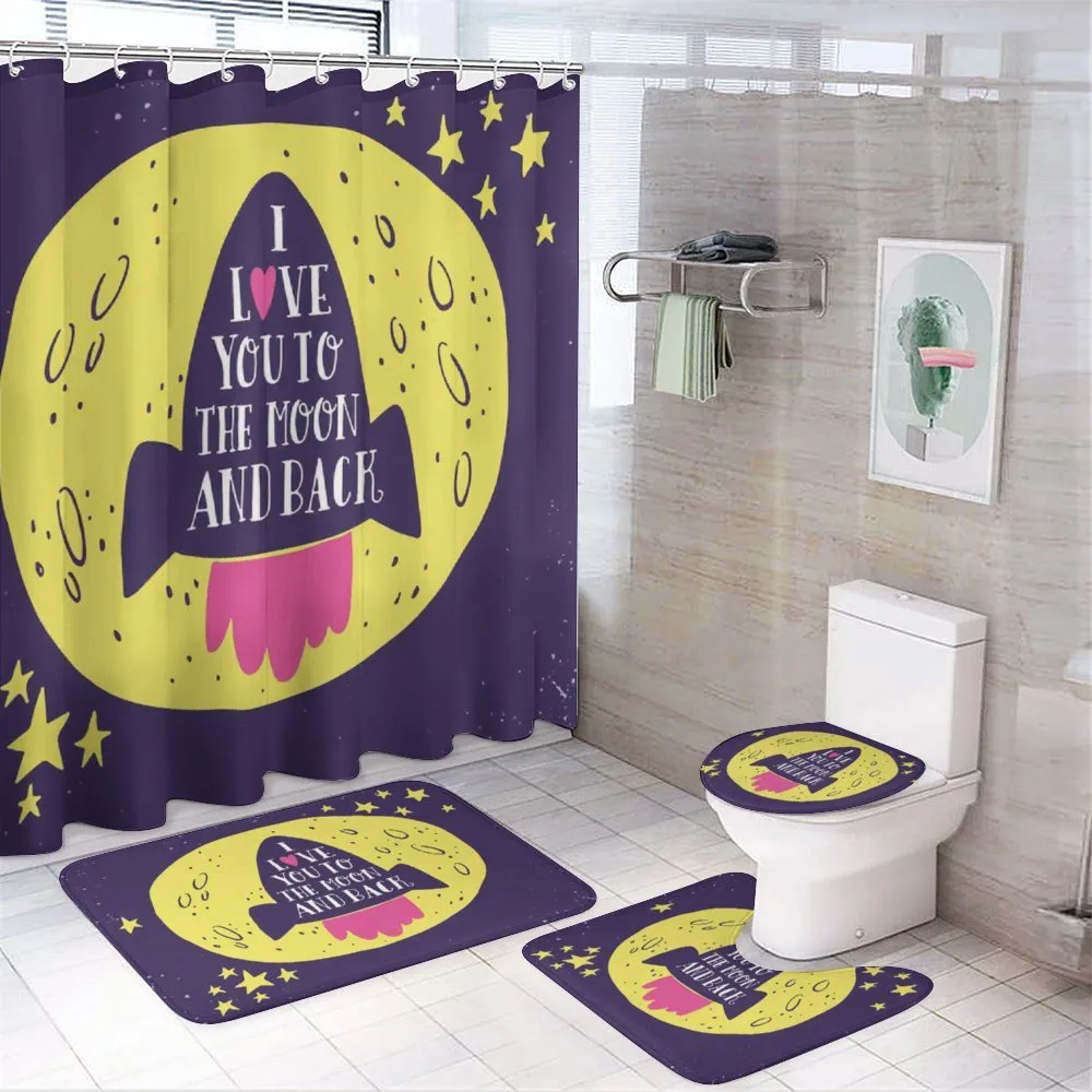 Rocket Space Moon Love — 4-Piece Bathroom Set preview