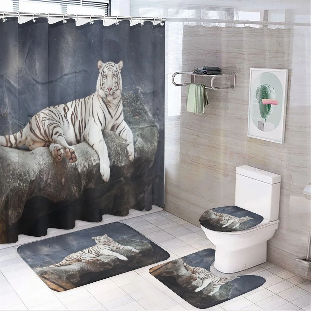 Wildlife Cat on the Rock — 4-Piece Bathroom Set preview