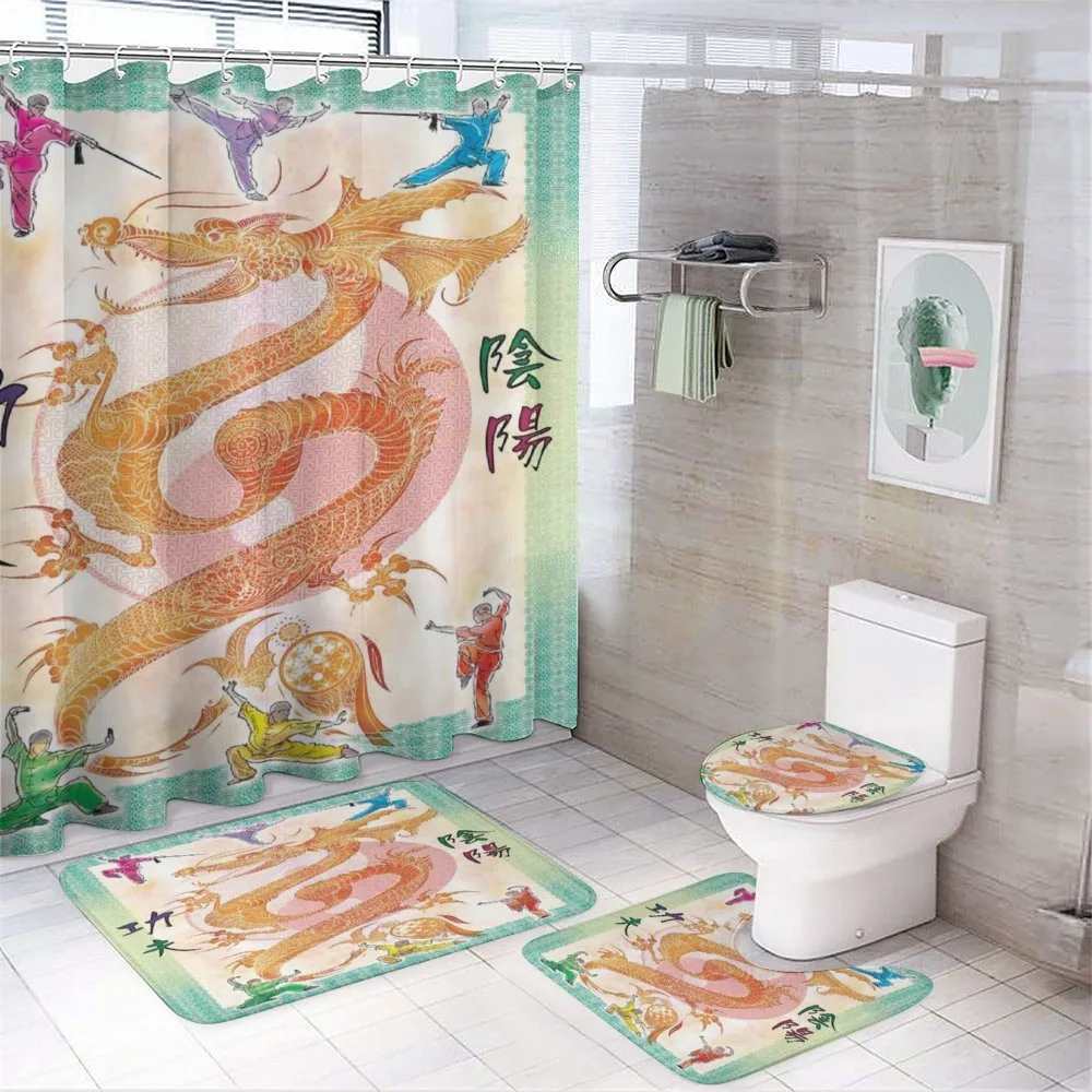 Colorful Dragon and Samurais — 4-Piece Bathroom Set preview