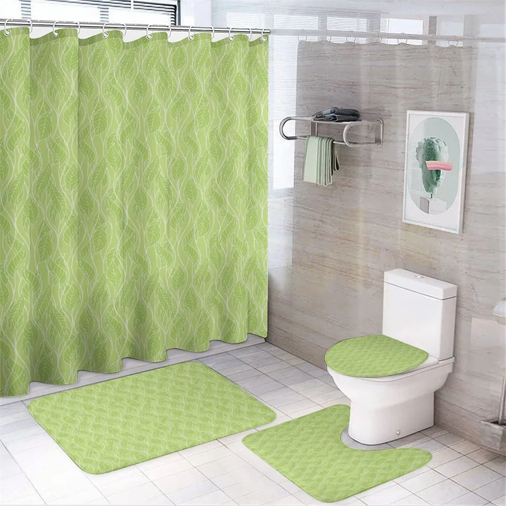 Green Curvy Twigs Botany — 4-Piece Bathroom Set preview