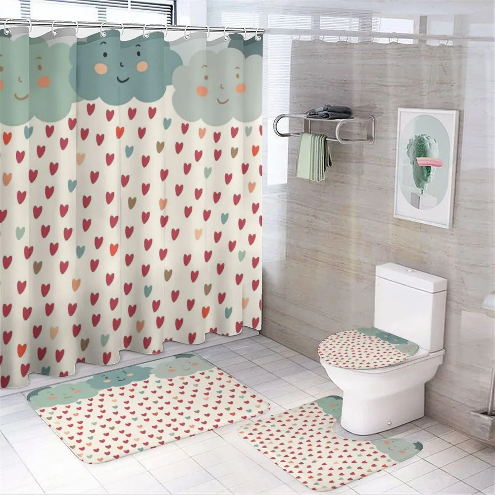 Hearts Raindrops Clouds — 4-Piece Bathroom Set preview