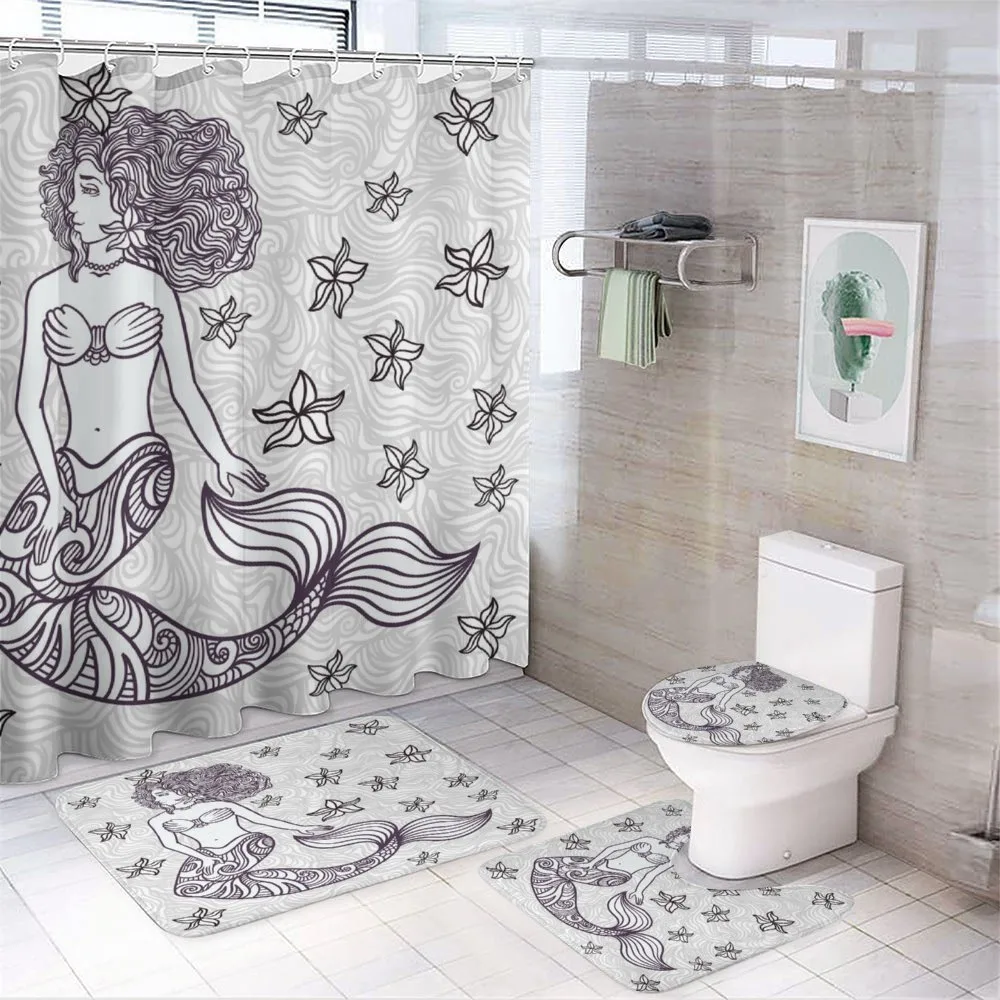 Mermaid with Wave — 4-Piece Bathroom Set preview
