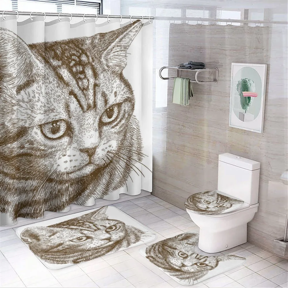 Portrait of a Kitty Hipster — 4-Piece Bathroom Set preview